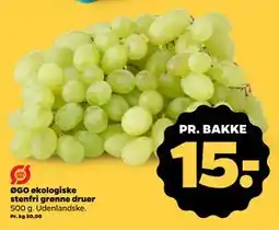 Netto ØGO økologiske stenfri grønne druer, DKK 15 tilbud