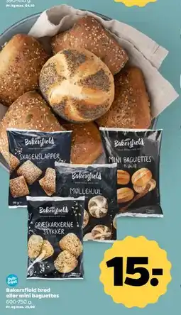Netto Bakersfield brød eller mini baguettes, DKK 15 tilbud