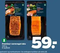 Netto Premieur varmrøget laks, DKK 59 tilbud
