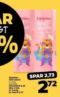 Netto Egelykke mini salami, DKK 2.72 tilbud