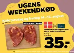 Netto Premieur danske gourmetsaltet nakkekoteletter, DKK 35 tilbud