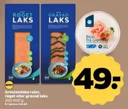 Netto Grønlandske rejer, røget eller gravad laks, DKK 49 tilbud