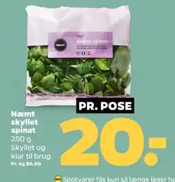Netto Næmt skyllet spinat, DKK 20 tilbud