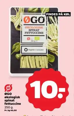 Netto ØGO økologisk spinat fettuccine, DKK 10 tilbud