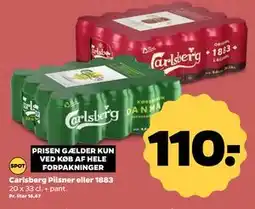 Netto Carlsberg Pilsner eller 1883, DKK 110 tilbud