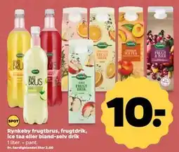 Netto Rynkeby frugtbrus, frugtdrik, ice tea eller bland-selv drik, DKK 10 tilbud