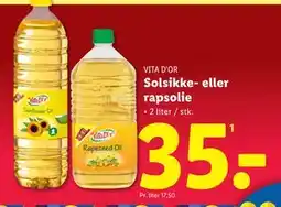 Lidl Solsikke- eller rapsolie, DKK 35 tilbud
