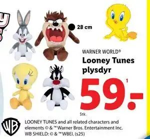 Lidl Looney Tunes plysdyr, DKK 59 tilbud