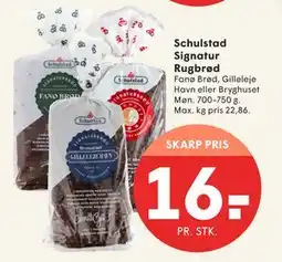 SPAR Schulstad Signatur Rugbrød, DKK 16 tilbud