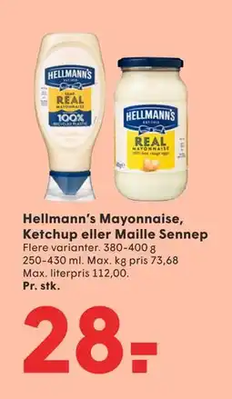 SPAR Hellmann’s Mayonnaise, Ketchup eller Maille Sennep, DKK 28 tilbud