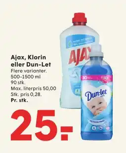 SPAR Ajax, Klorin eller Dun-Let, DKK 25 tilbud
