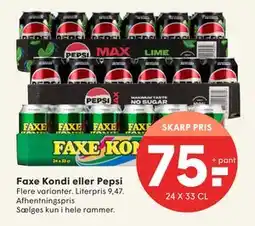 SPAR Faxe Kondi eller Pepsi, DKK 75 tilbud