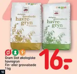 REMA 1000 Gram Slot økologiske havregryn Fin- eller grovvalsede 1 kg, DKK 16 tilbud