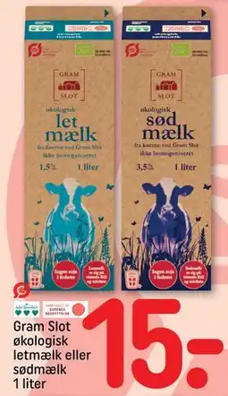 REMA 1000 Gram Slot økologisk letmælk eller sødmælk 1 liter, DKK 15 tilbud