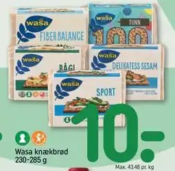 REMA 1000 Wasa knækbrød 230-285 g, DKK 10 tilbud
