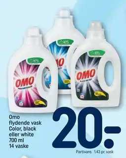 REMA 1000 Omo flydende vask Color, black eller white 700 ml 14 vaske, DKK 20 tilbud