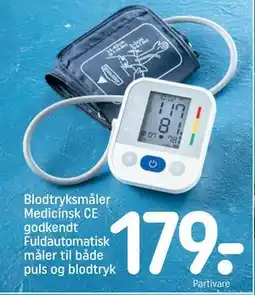 Blodtryksmåler Medicinsk CE godkendt Fuldautomatisk måler til både puls og blodtryk, DKK 179