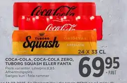 MENY COCA-COLA, COCA-COLA ZERO, TUBORG SQUASH ELLER FANTA, DKK 69.95 tilbud