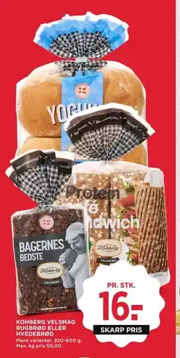 MENY KOHBERG VELSMAG RUGBRØD ELLER HVEDEBRØD, DKK 16 tilbud