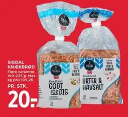 MENY SIGDAL KNÆKBRØD, DKK 20 tilbud