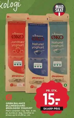 MENY GRØN BALANCE ØLLINGEGAARD ØKOLOGISK YOGHURT, DKK 15 tilbud