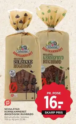 MENY SCHULSTAD KORN KAMMERET ØKOLOGISK RUGBRØD, DKK 16 tilbud