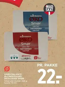 MENY GRØN BALANCE ØLLINGEGAARD ØKOLOGISK SMØR, DKK 22 tilbud