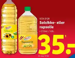 Lidl VITA D'OR Solsikke- eller rapsolie tilbud