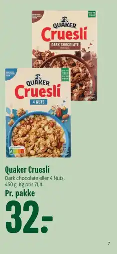 Min Købmand QUAKER Cruesli tilbud