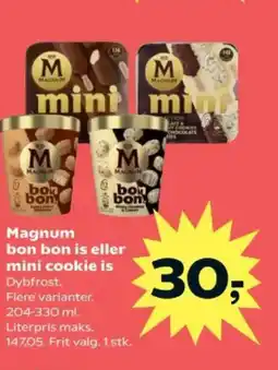 Kvickly MAGNUM bon bon is eller mini cookie is tilbud
