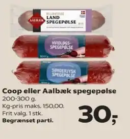 Kvickly Coop eller Aalbæk spegepølse tilbud