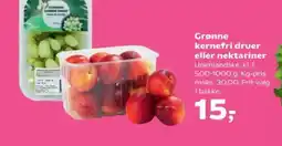 Kvickly Grønne kernefri druer eller nektariner tilbud