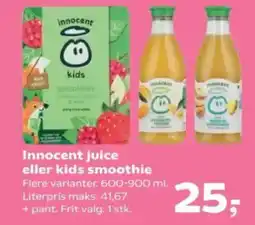Kvickly Innocent juice eller kids smoothie tilbud