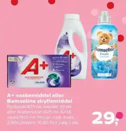 Kvickly A+ vaskemiddel eller Bamseline skyllemiddel tilbud