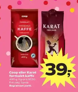 Kvickly Coop eller Karat formalet kaffe tilbud
