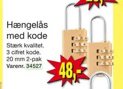 Harald Nyborg Hængelås med kode, DKK 48 tilbud