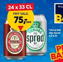 BorderShop Tuborg Rød eller Sprød 4,2-4,3%, DKK 75 tilbud