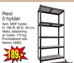 Harald Nyborg Reol 5 hylder, DKK 189 tilbud