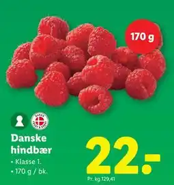 Lidl Danske hindbær, DKK 22 tilbud