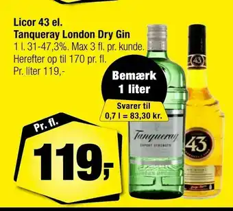 Calle Licor 43 el. Tanqueray London Dry Gin tilbud