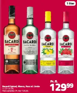 Fleggaard Bacardi Spiced, Blanca, Razz el. Limón tilbud