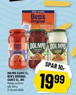 Løvbjerg DOLMIO SAUCE EL. BEN'S ORIGINAL SAUCE EL. RIS tilbud