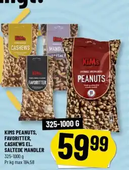 Løvbjerg KIMS PEANUTS, FAVORITTER, CASHEWS EL. SALTEDE MANDLER tilbud