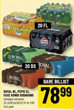 Løvbjerg ROYAL ØL, PEPSI EL. FAXE KONDI SODAVAND Udvalgte varianter tilbud