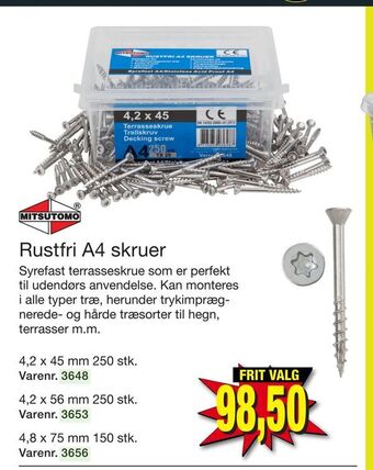 Harald Nyborg Rustfri A4 skruer tilbud