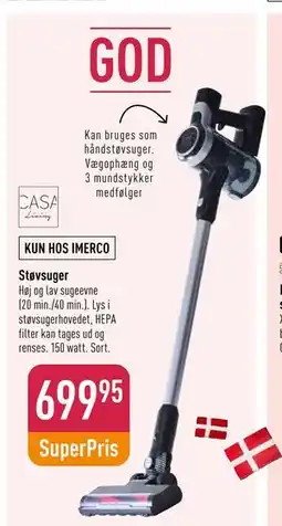 Imerco Støvsuger, DKK 699.95 tilbud