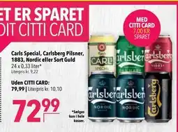 Citti Carls Special, Carlsberg Pilsner, 1883, Nordic eller Sort Guld, DKK 79.99, App-pris tilbud