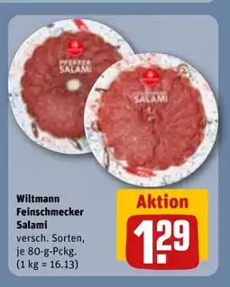 REWE DE Wiltmann Feinschmecker Salami versch. Sorten, tilbud