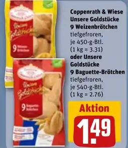 REWE DE Coppenrath & Wiese Unsere Goldstücke 9 Weizenbrötchen tiefgefroren, tilbud
