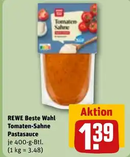 REWE DE REWE Beste Wahl Tomaten-Sahne Pastasauce tilbud